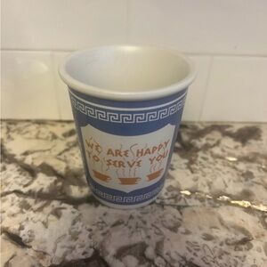 NY Coffee Cup “Anthora” Coffee Cup (Ceramic Ed) “We are happy to serve you”